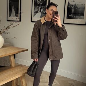 Zara Brown Waxy Chore Collar Jacket